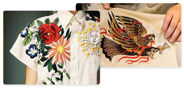 Embroidery detail on apparel
