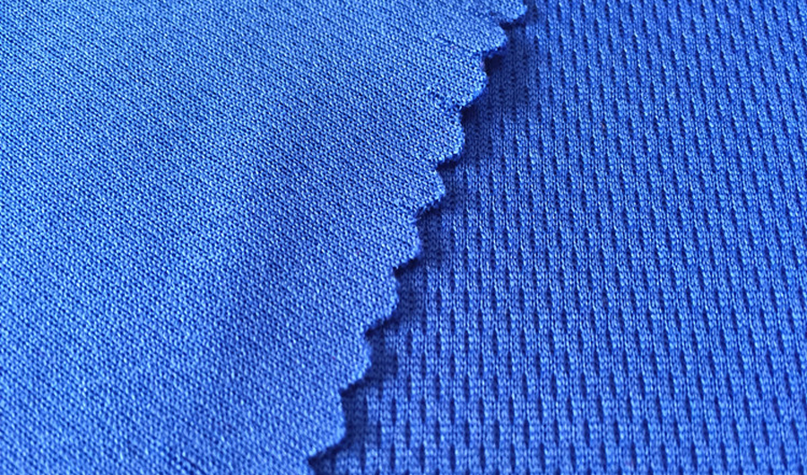 Close-up of blue jersey knit fabric