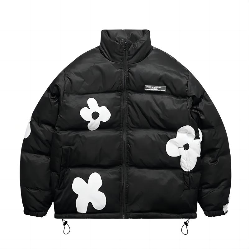 Quilted insulated jacket with visible stitched panels